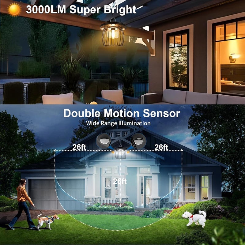 AEQ Solar Shed Light Indoor Outdoor, Solar Gazebo Lights Work in Daytime with Dual Motion Sensor/5 Modes/Remote Control, Waterproof Garage Lights with for Porch Shed Garage Barn - Image 4